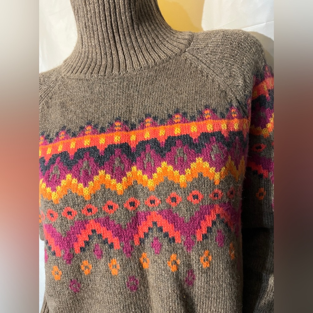 Lou & Grey for Loft Multicolor Patterned Turtleneck Knit  Sweater Size M - Picture 2 of 9